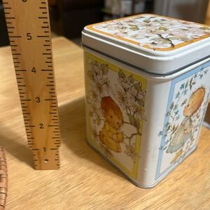 Floral Tin Box with Cute Illustrations